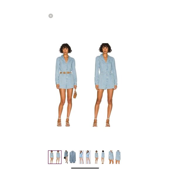 PAIGE Women's Meg Long Sleeve Romper Songbird NWT Denim Jumpsuit Shorts 2 A1 - Picture 3 of 15